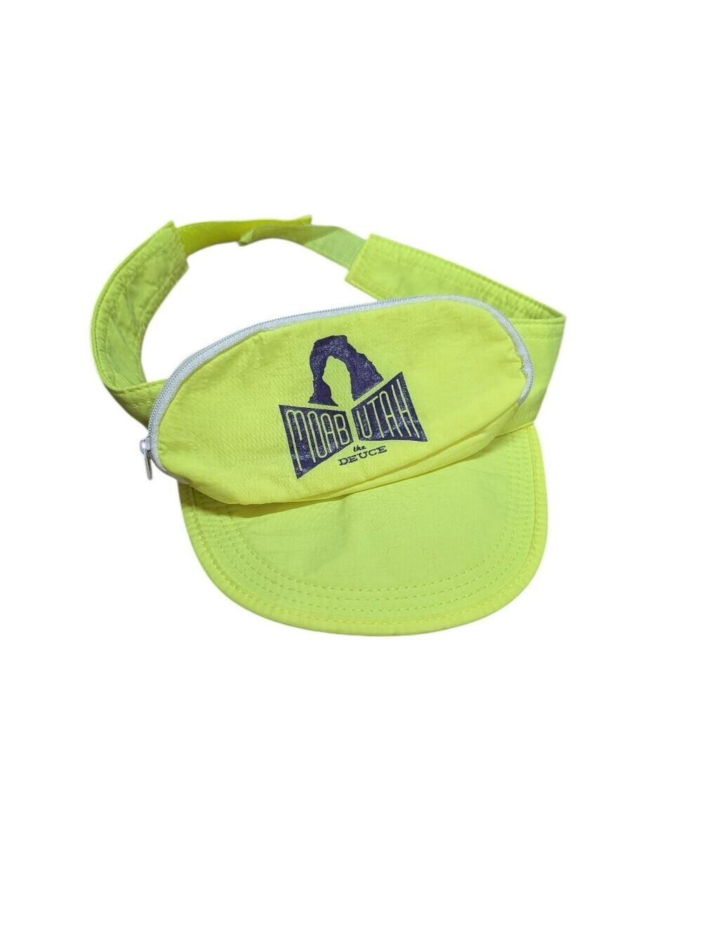 Visor with Zipper Storage Pouch Neon Green MOAB UTAH The Deuce - Adult unisex